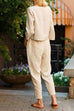 Kelsidress Crewneck Long Sleeve Top und Pockets Tapered Pants Solid Set