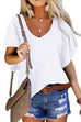 Kelsidress V Neck Ruffle Short Sleeve Cozy T-shirt