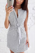 Kelsidress Wrap V Neck Sleeveless Tie Waist Striped Dress