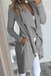 Kelsidress Solid Long Sleeve Drape Front Open Midi Cardigan
