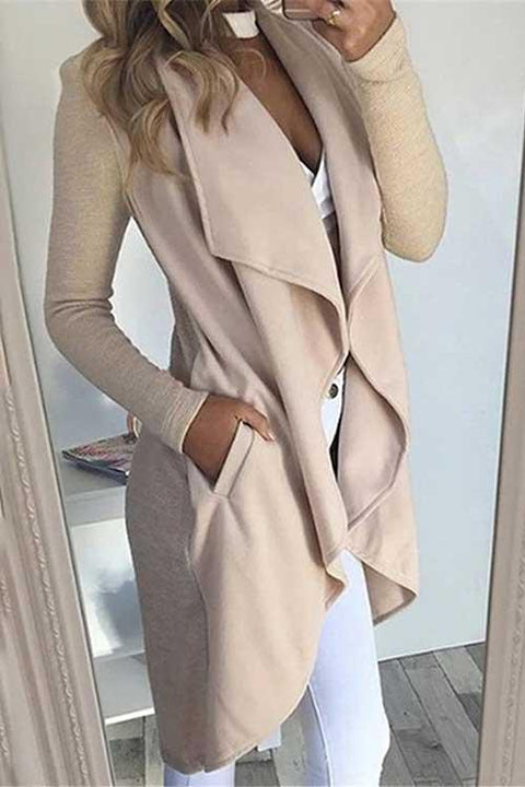 Kelsidress Solid Long Sleeve Drape Front Open Midi Cardigan