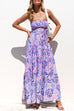 Kelsidress Off Shoulder Sleeveless Knot Waist Printed Maxi Dress