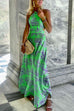 Kelsidress Halter Sleeveless Cut Out Printed Dress