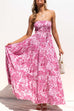 Kelsidress Off Shoulder Sleeveless Knot Waist Printed Maxi Dress