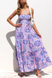 Kelsidress Off Shoulder Sleeveless Knot Waist Printed Maxi Dress