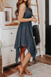 Kelsidress Solid Wrap V-neck Sleeveless Waisted Irregular Dress