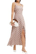 Kelsidress Square Neck Side Split Polka Dot Tank Dress