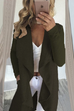 Kelsidress Solid Long Sleeve Drape Front Open Midi Cardigan